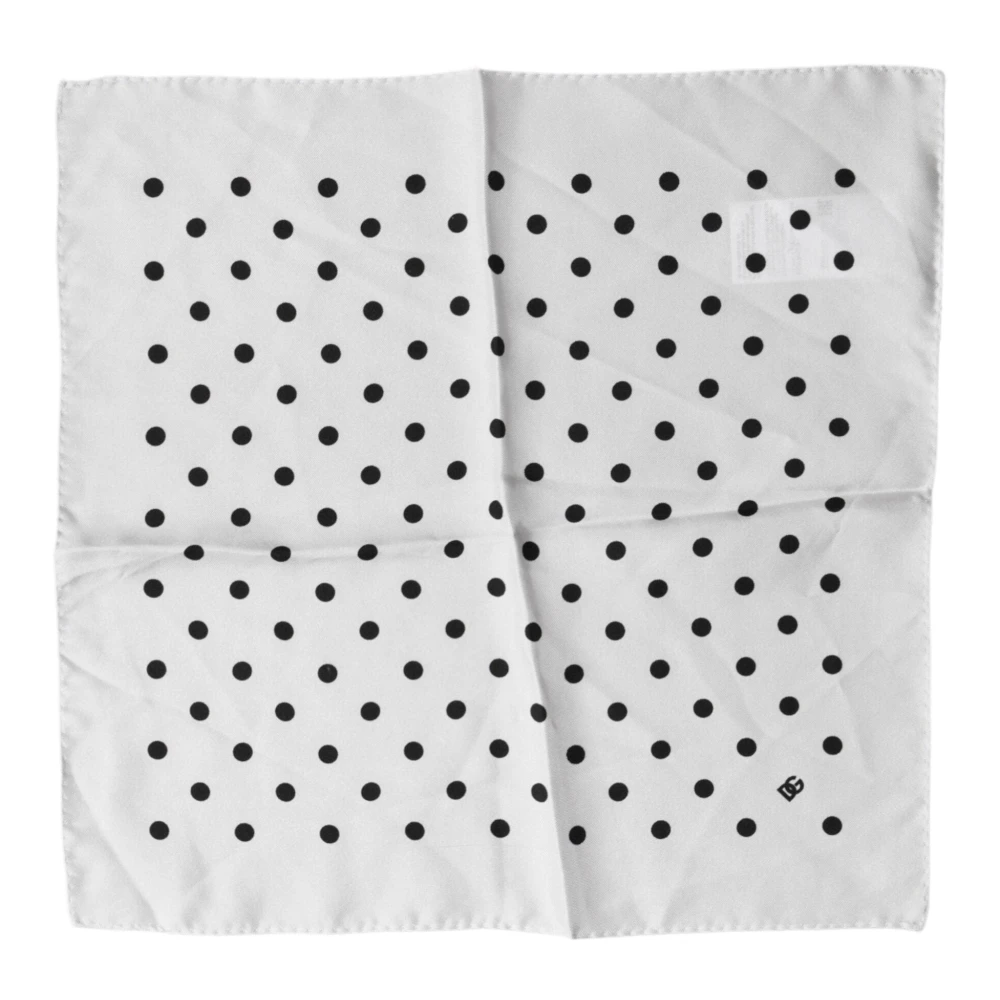 Dolce & Gabbana Unisex White Handkerchiefs, One Size, Polka Dot Square Handkerchief Scarf