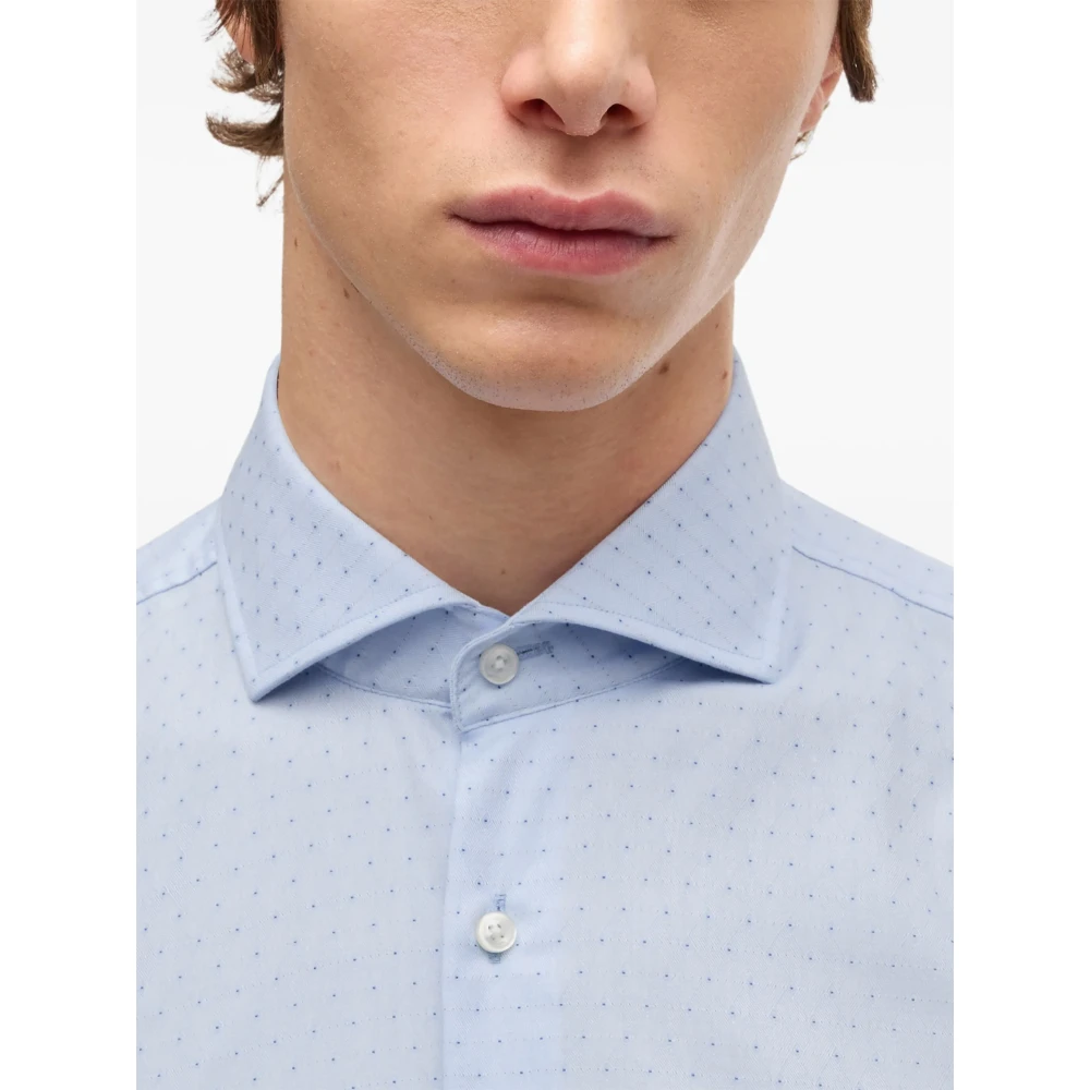 Hugo Boss Polka-dot Katoenen Overhemd Blue Heren