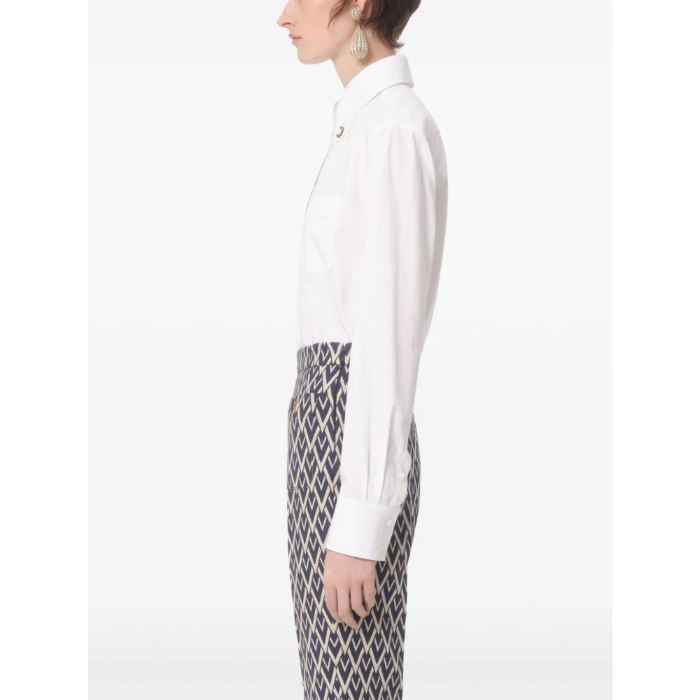 Valentino Witte Katoenen Knoop-Down Shirt White Dames