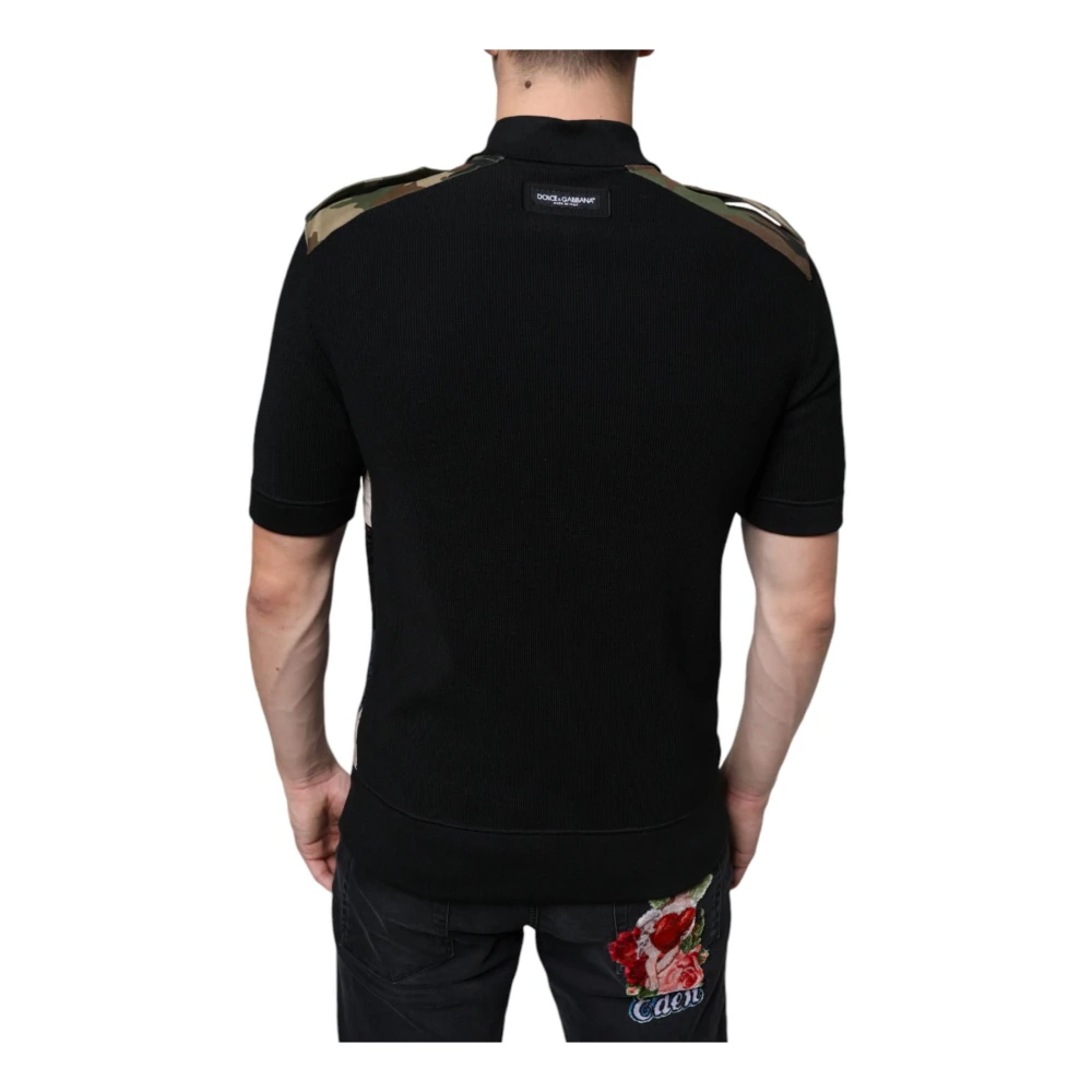 Dolce & Gabbana Camouflage Patchwork Zijden Polo T-shirt Multicolor Heren