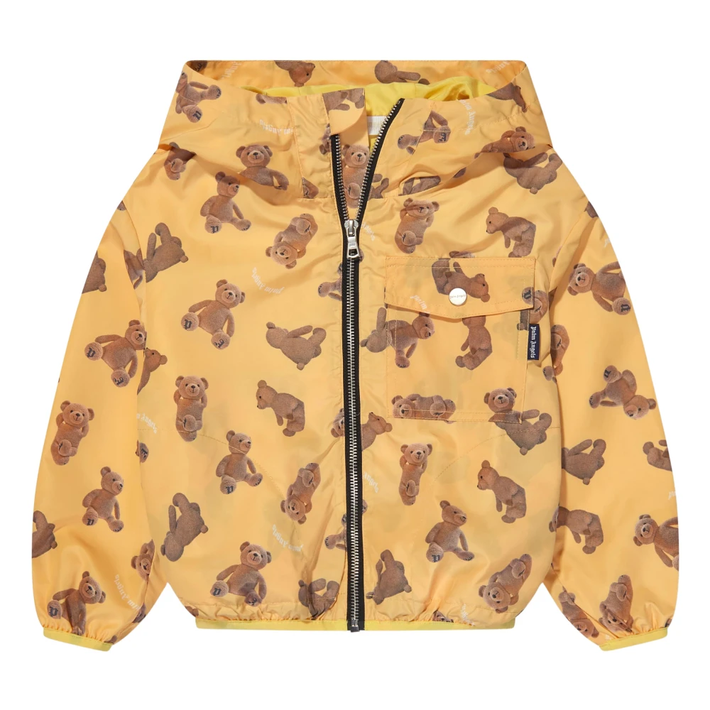 Palm Angels Yellow Light Jackets, Male, 10 Y, Aop Pa Bears Windbreaker
