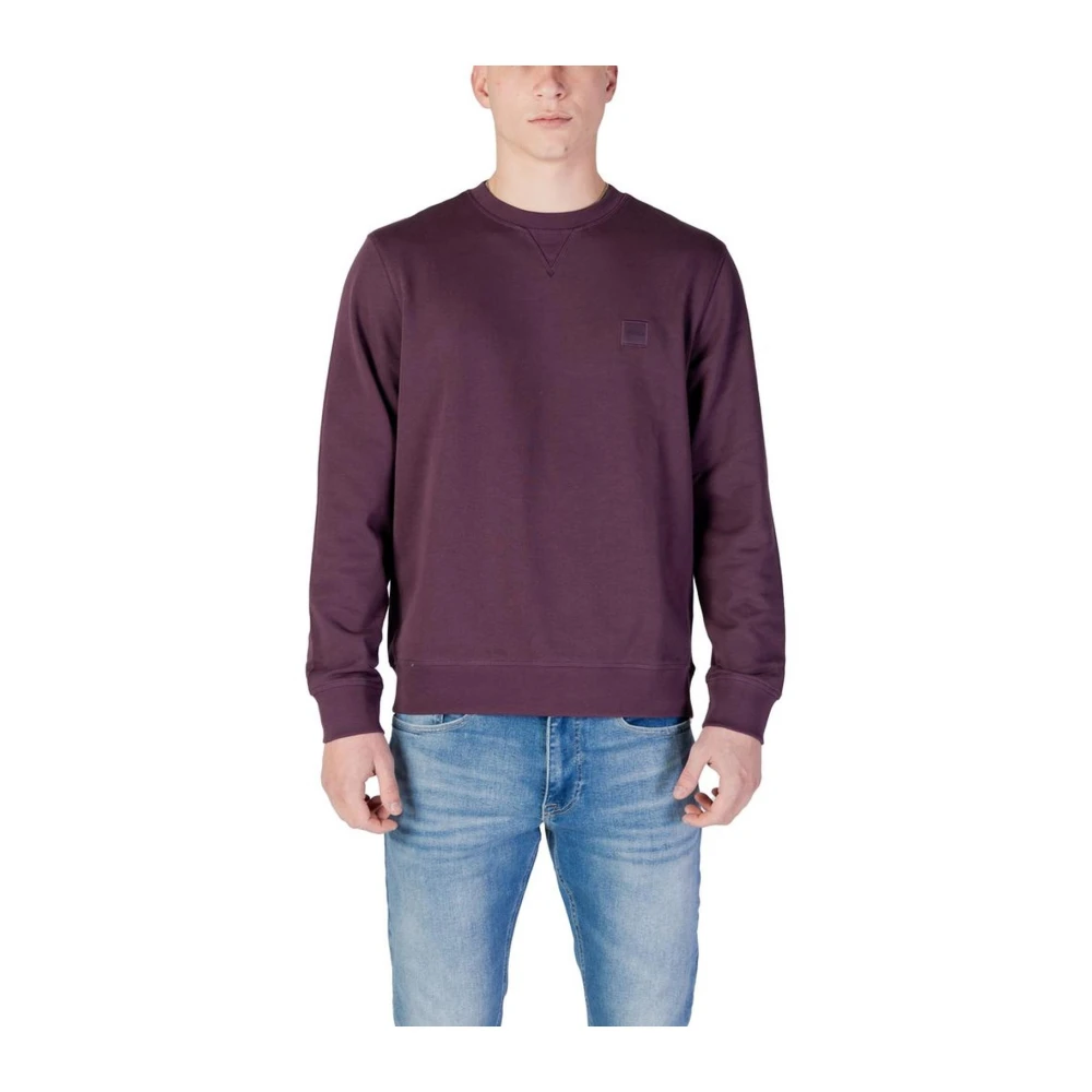 Hugo Boss Katoenen trui Purple Heren