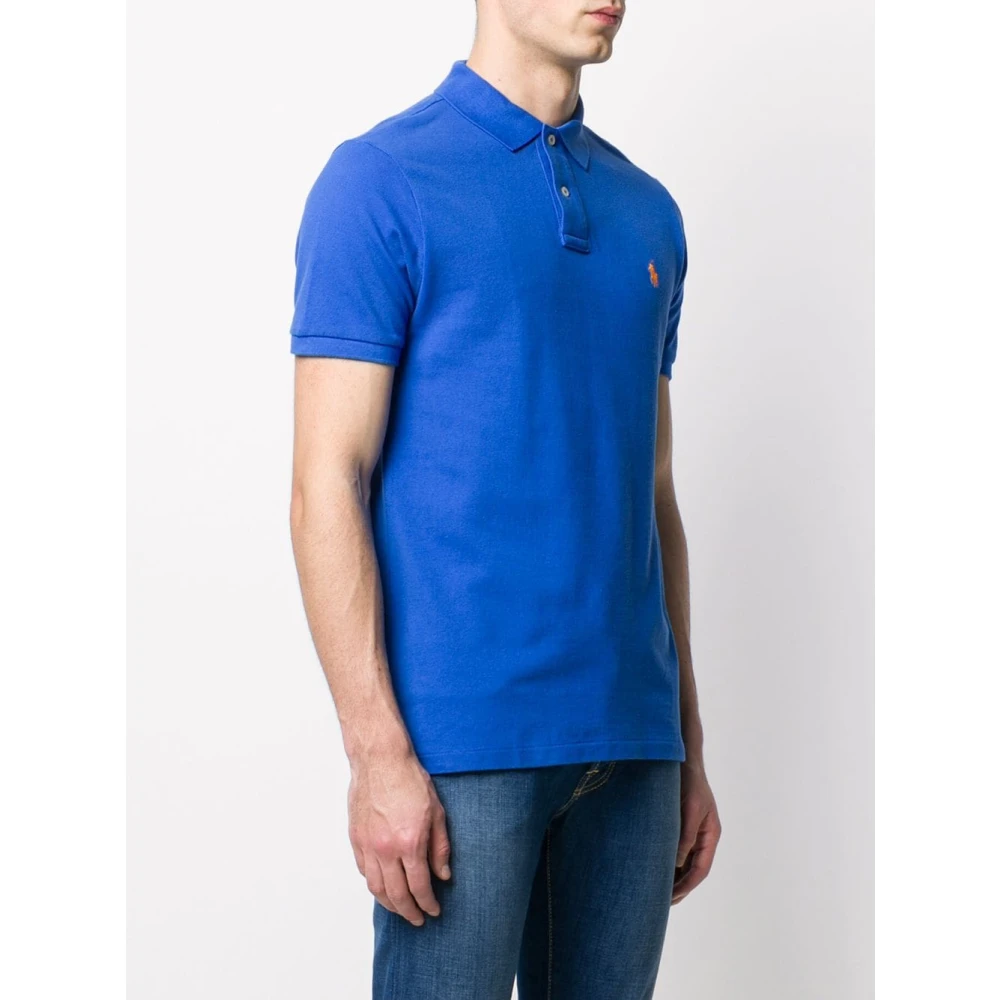Ralph Lauren Iris Blue Knit Polo Shirt Blue Heren