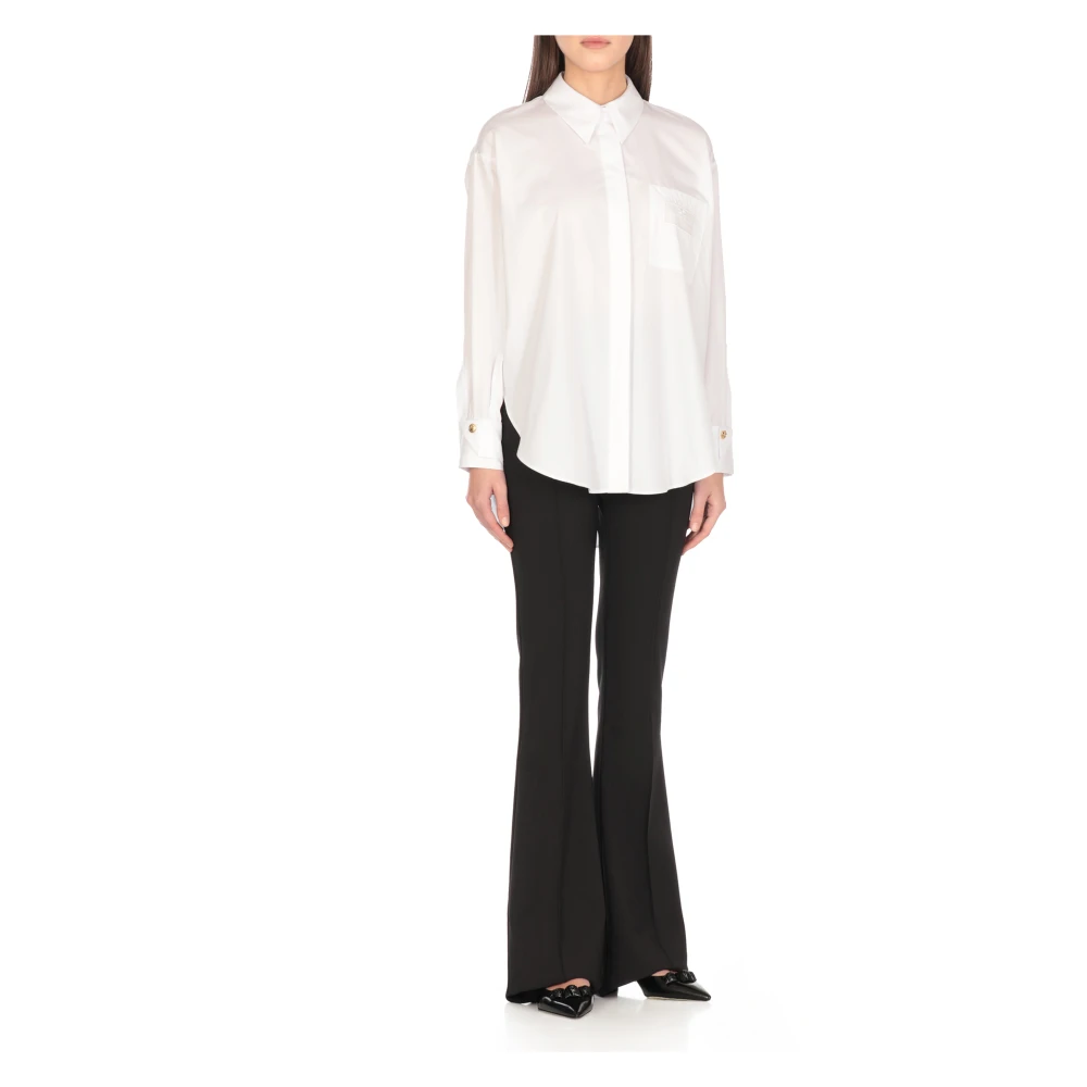 Elisabetta Franchi Witte Viscose Shirt met Kraag White Dames