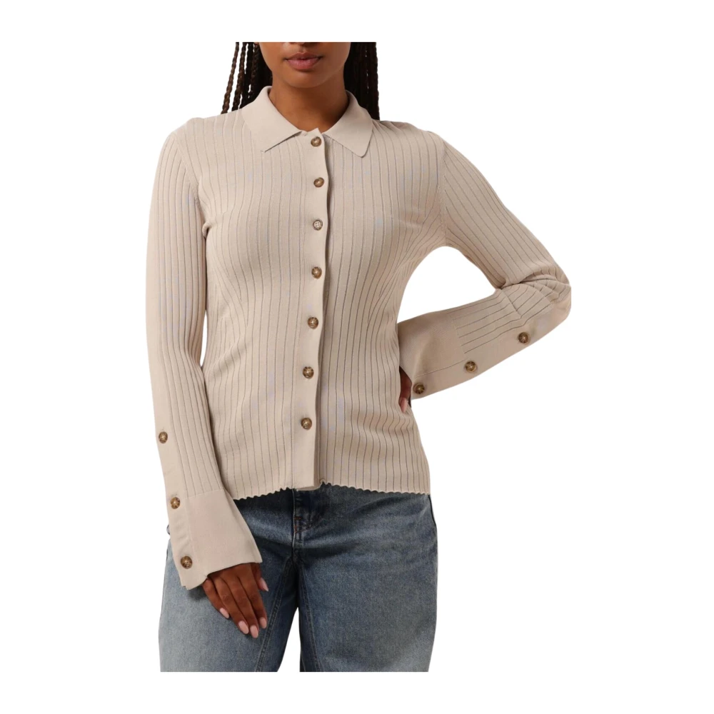 Second Female Elegant Knit Collar Vest Second Dames Beige Dames