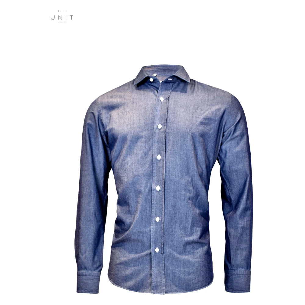 Salvatore Piccolo Vintage Denim Overhemd Handgemaakt in Italië Blue Heren