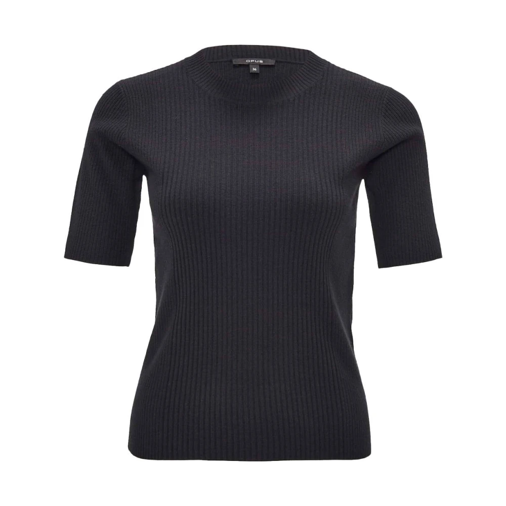 Opus Stijlvolle Pullover met Prika Detail Black Dames