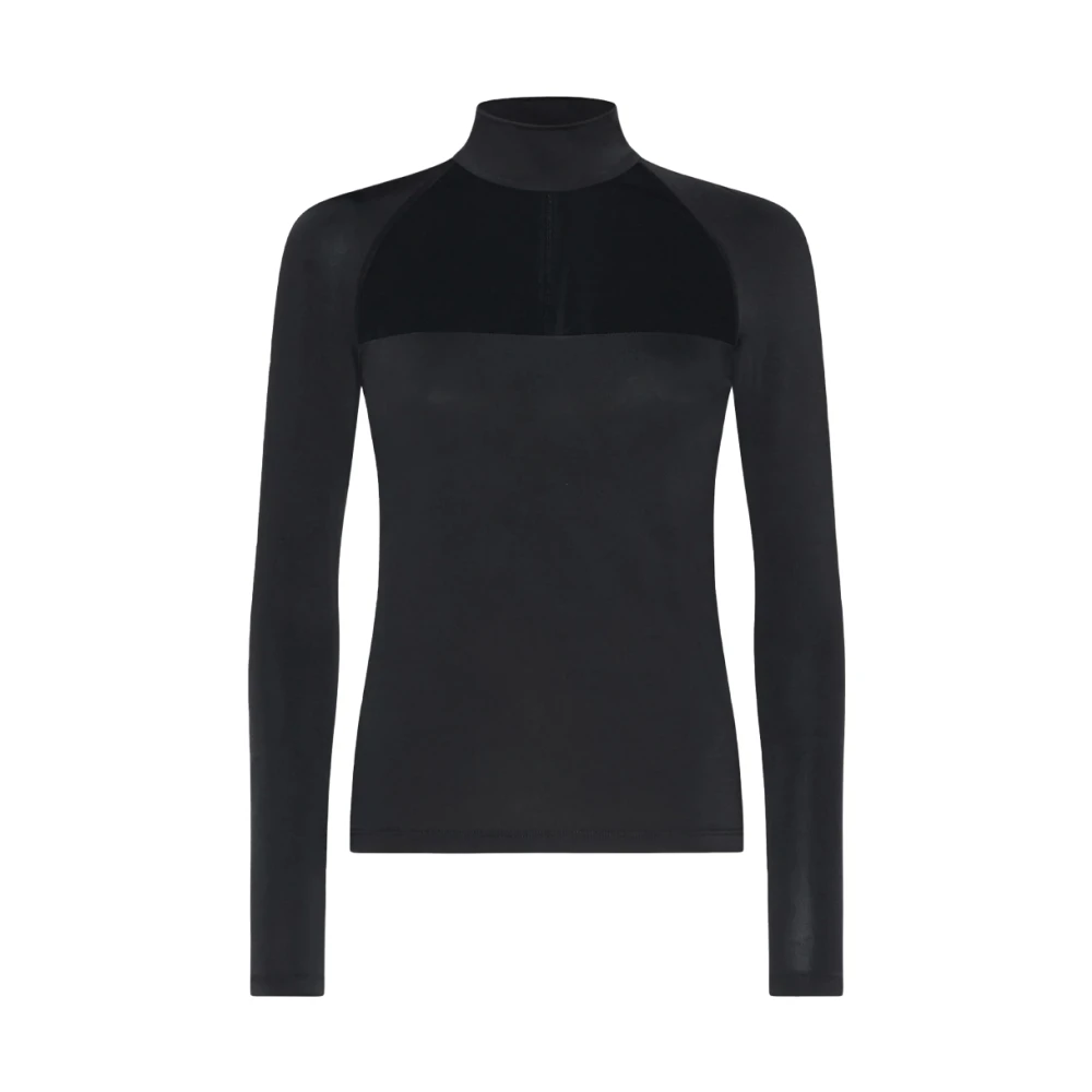 Simona Corsellini Doorschijnende Viscose Blouse Black Dames