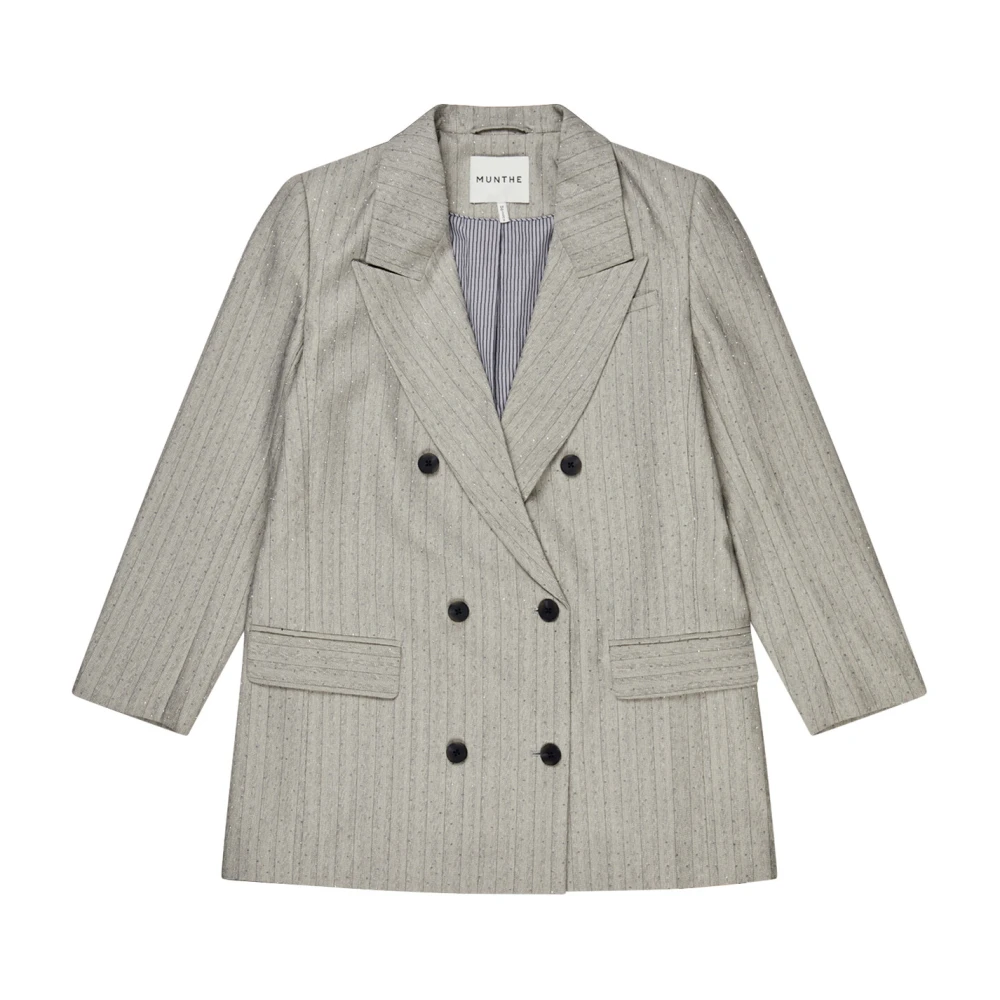 Munthe Elegant Randig Blazer med Stenar Gray, Dam