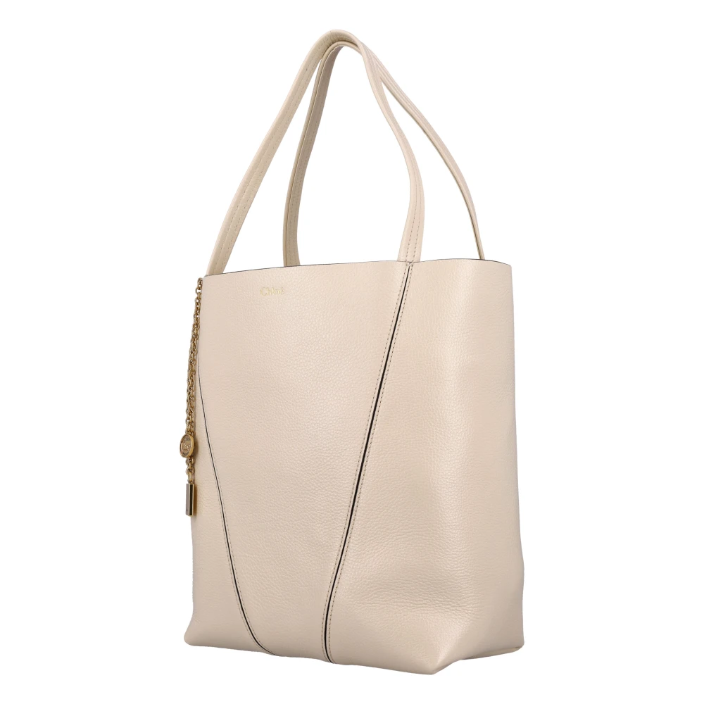 Chloé Gestructureerde lederen Spin tote tas Beige Dames