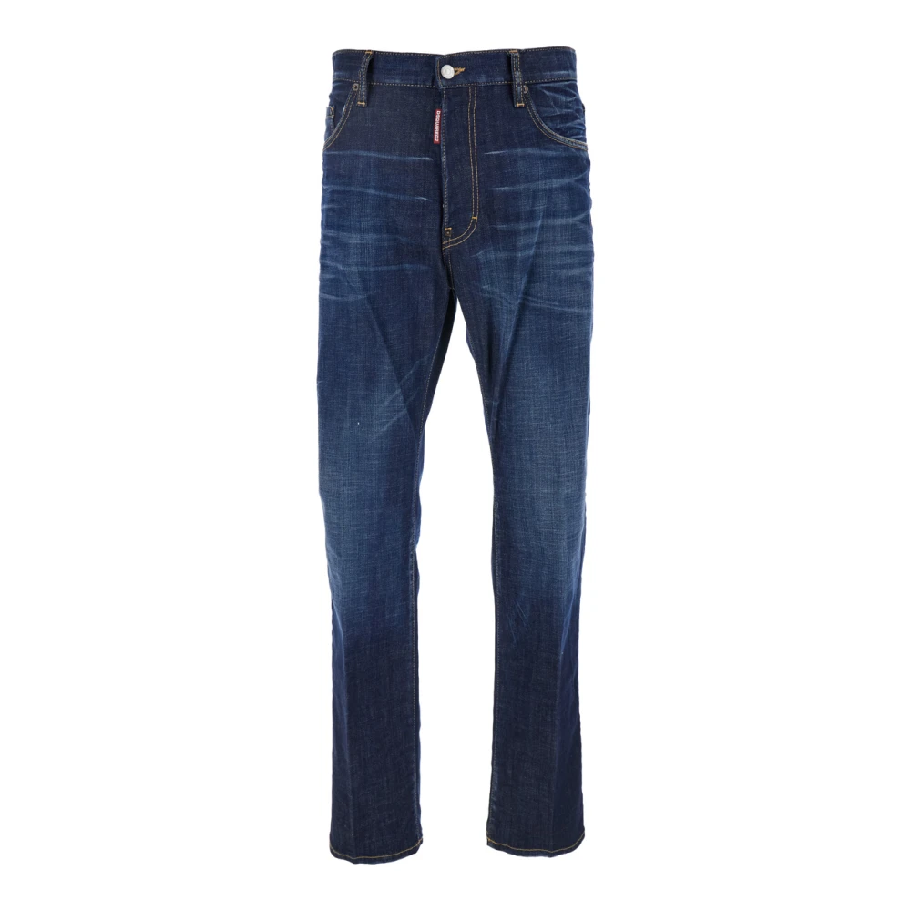 Dsquared2 Blauwe Denim Stretch Jeans met Logo Patch Blue Heren