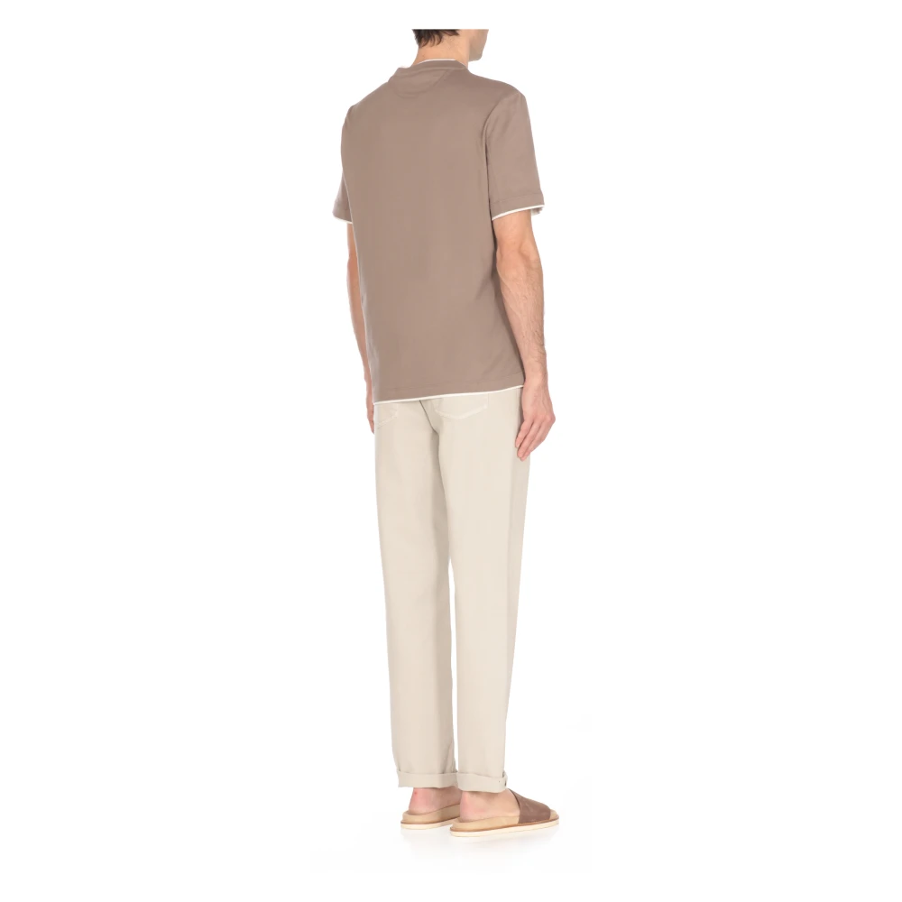 BRUNELLO CUCINELLI Bruin Katoen Crew Neck Sweater Brown Heren