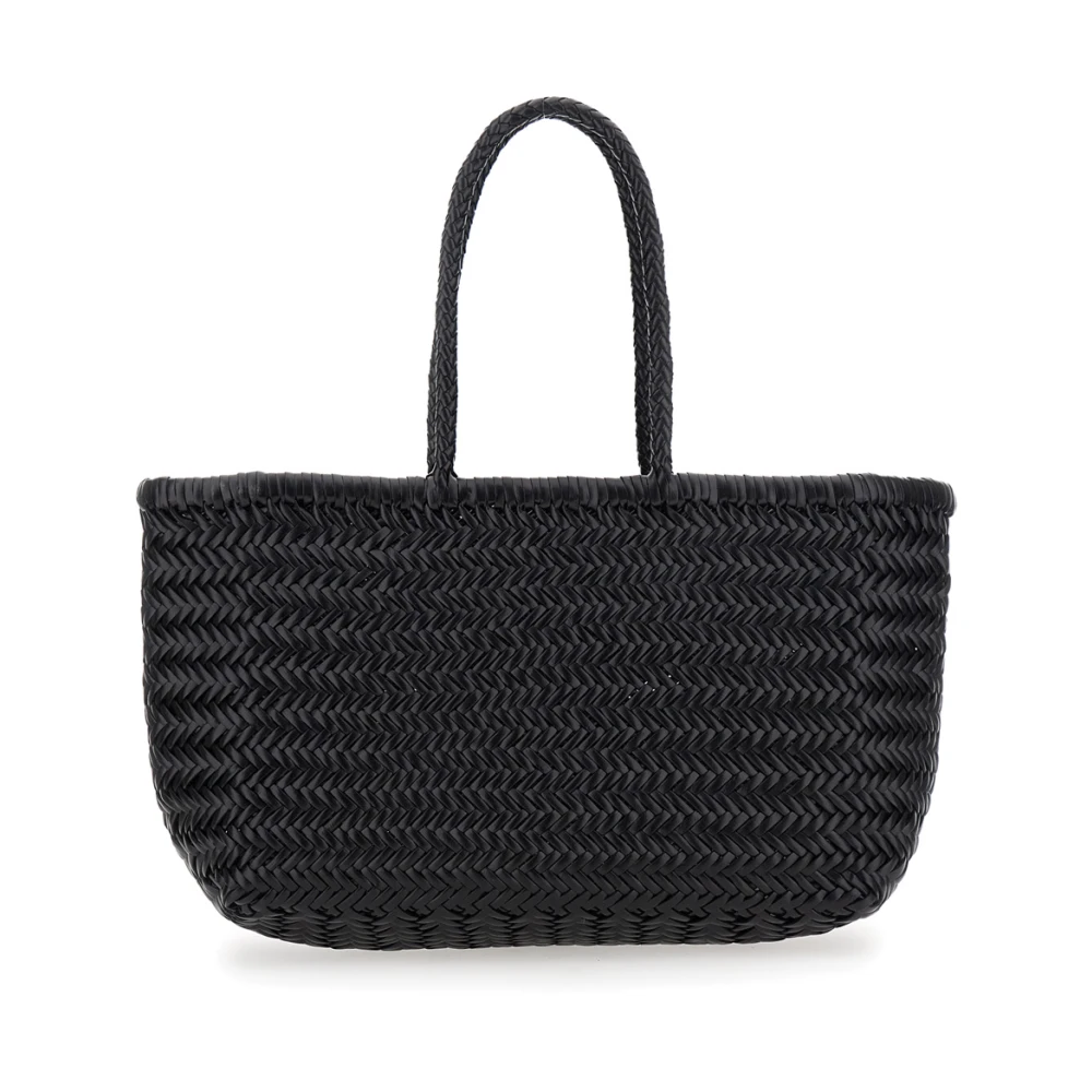 Dragon Diffusion Zwarte geweven leren tote tas Black Dames
