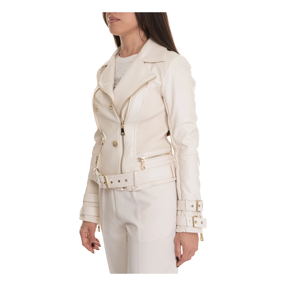 Guess Bikerjack van imitatieleer met knopen Beige Dames