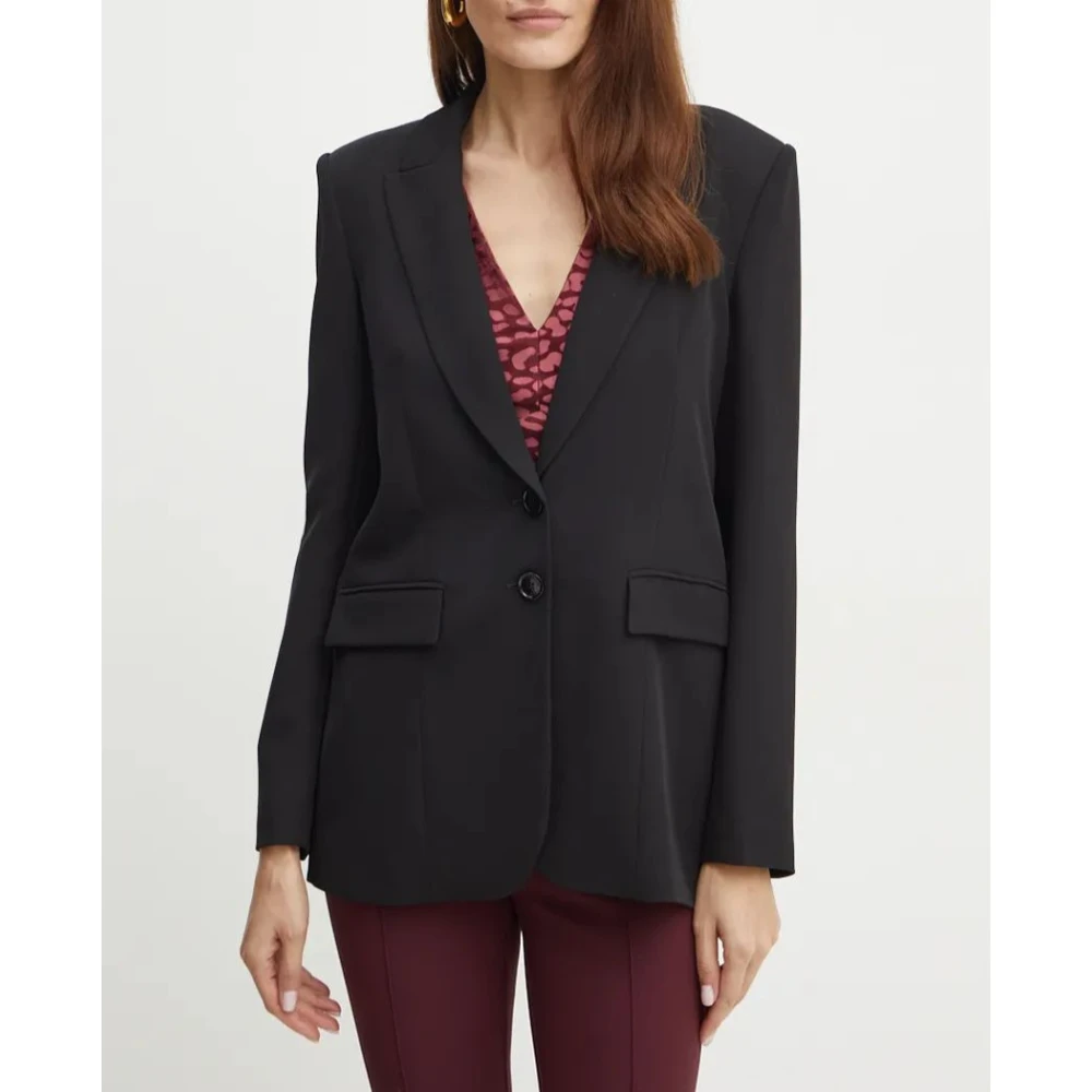 PATRIZIA PEPE Essentiële Twee-Knoop Blazer Black Dames