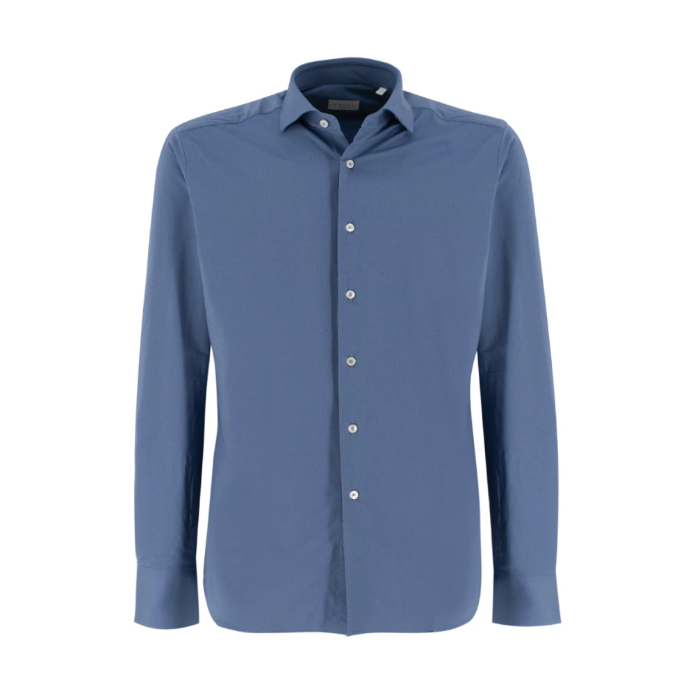 Xacus Kreukvrij Slim Fit Overhemd voor een Perfecte Look de Hele Dag Blue Heren