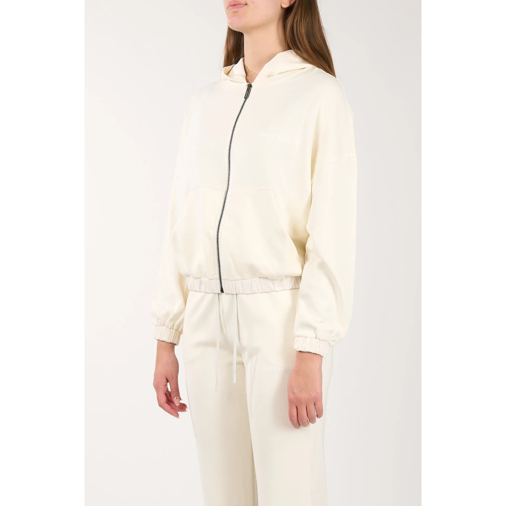 Hinnominate Hoodie met Nylon Inzetstukken White Dames