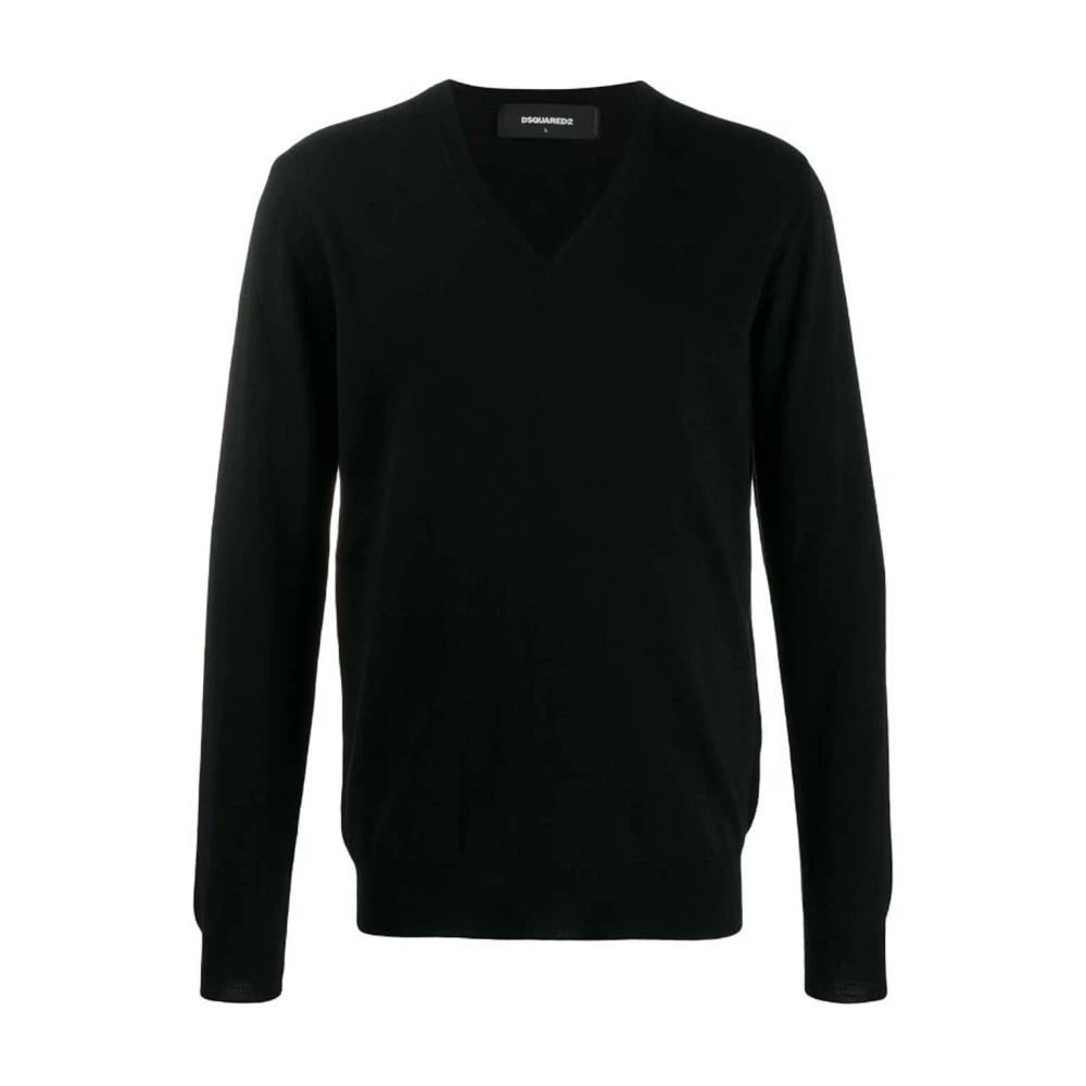 Dsquared2 Men's Black V-Neck Knitwear,, V-Neck Knitwear T-Shirt Large
