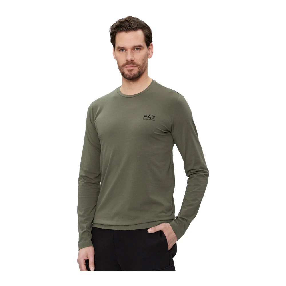 Emporio Armani EA7 Groene Logo Print Longsleeve T-shirt Green Heren