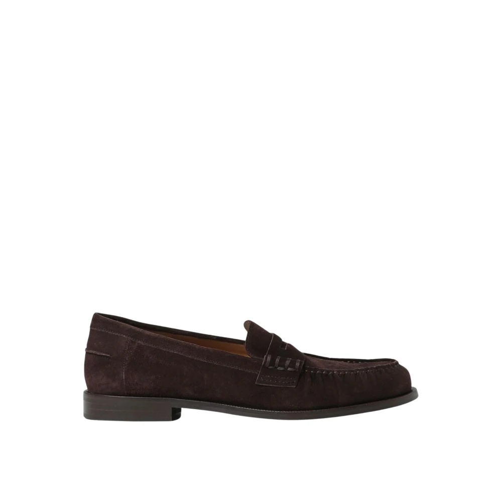 Emporio Armani Men's Brown Suede Leather Penny Loafers