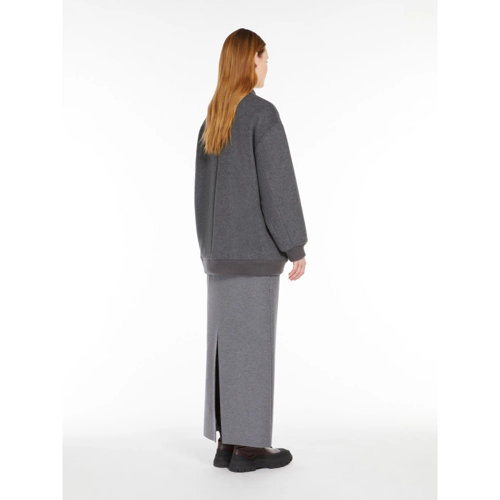 Max Mara Weekend Wollen Bomberjack met Geribbelde Kraag Gray Dames