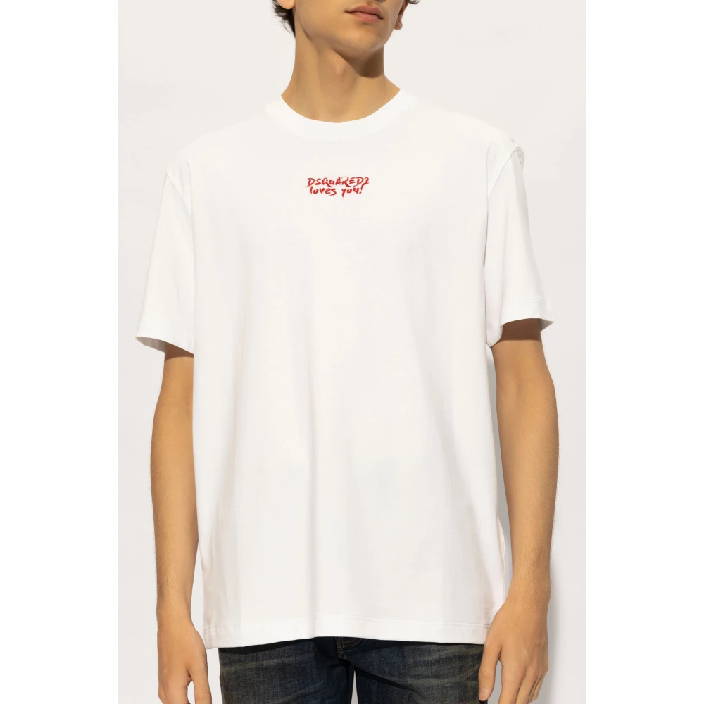 Dsquared2 T-shirt met logo White Heren