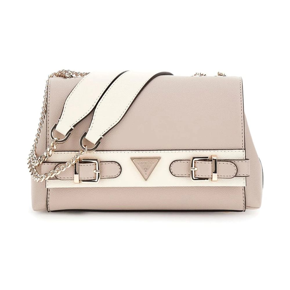 Guess Women's Beige Shoulder Bags, One Size, Taupe Hammered Eco-Leather Crossbody Bag