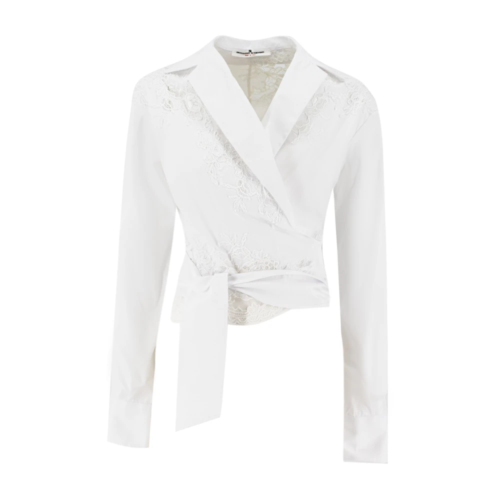 Ermanno Scervino Kanten Detail Riem Shirt White Dames