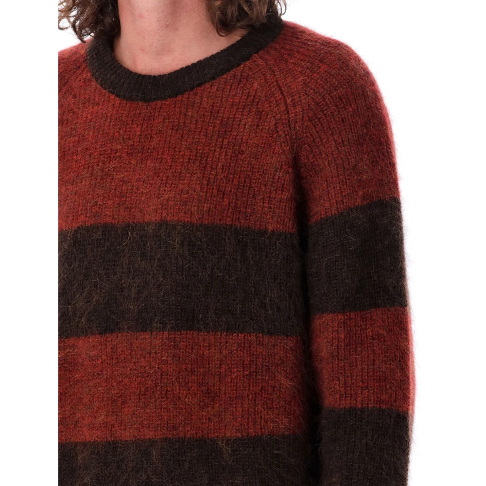 YMC You Must Create Gestreepte Mohair Trui Rood Bruin Multicolor Heren