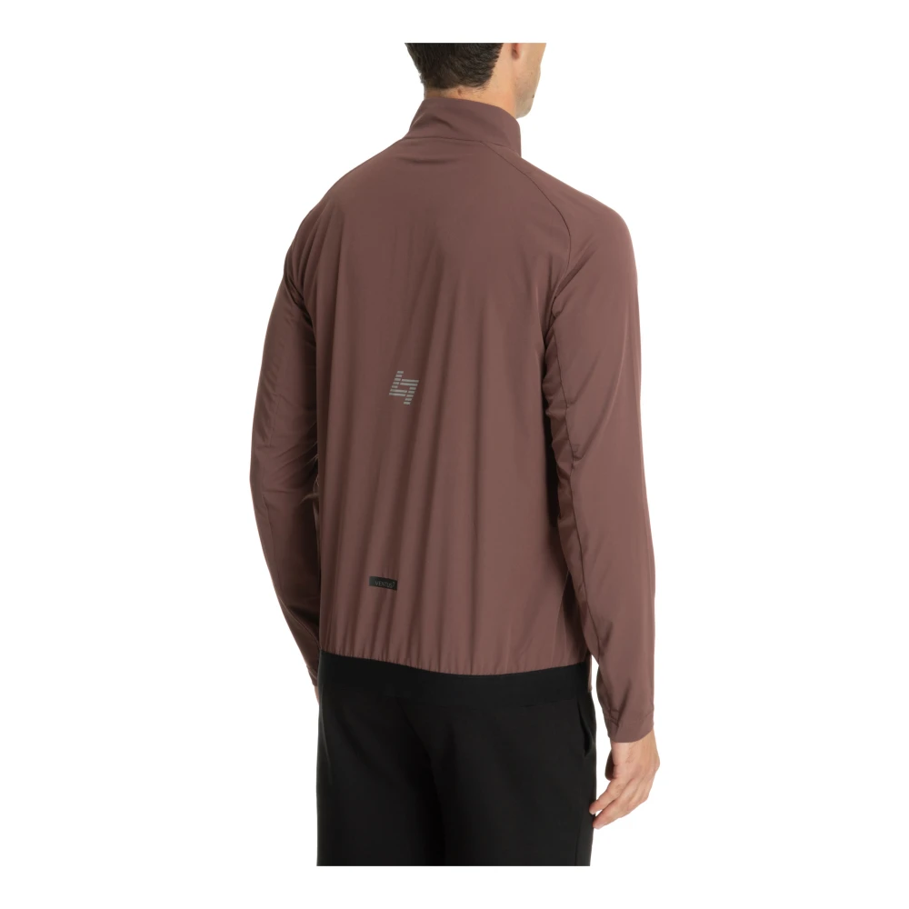 Emporio Armani EA7 Effen Sweatshirt met Rits en Logo Brown Heren