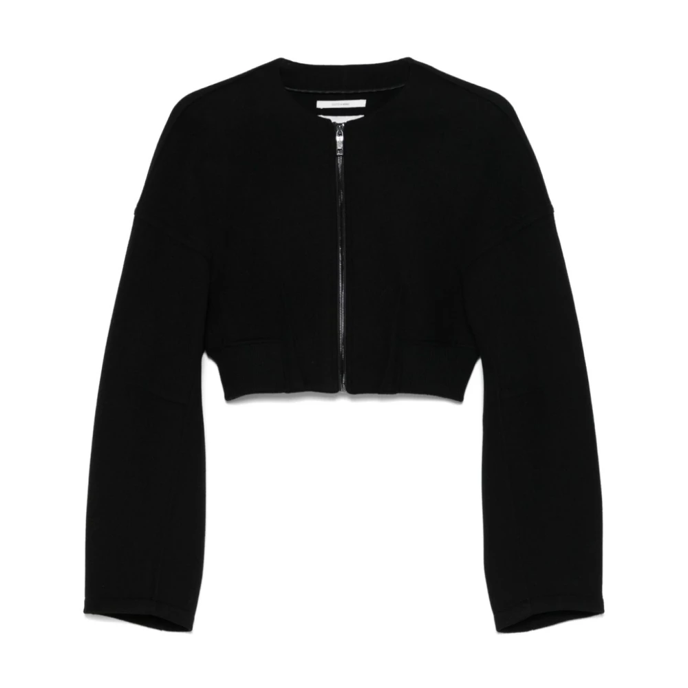 SPORTMAX Zwarte rits voorkant cropped jas Black Dames