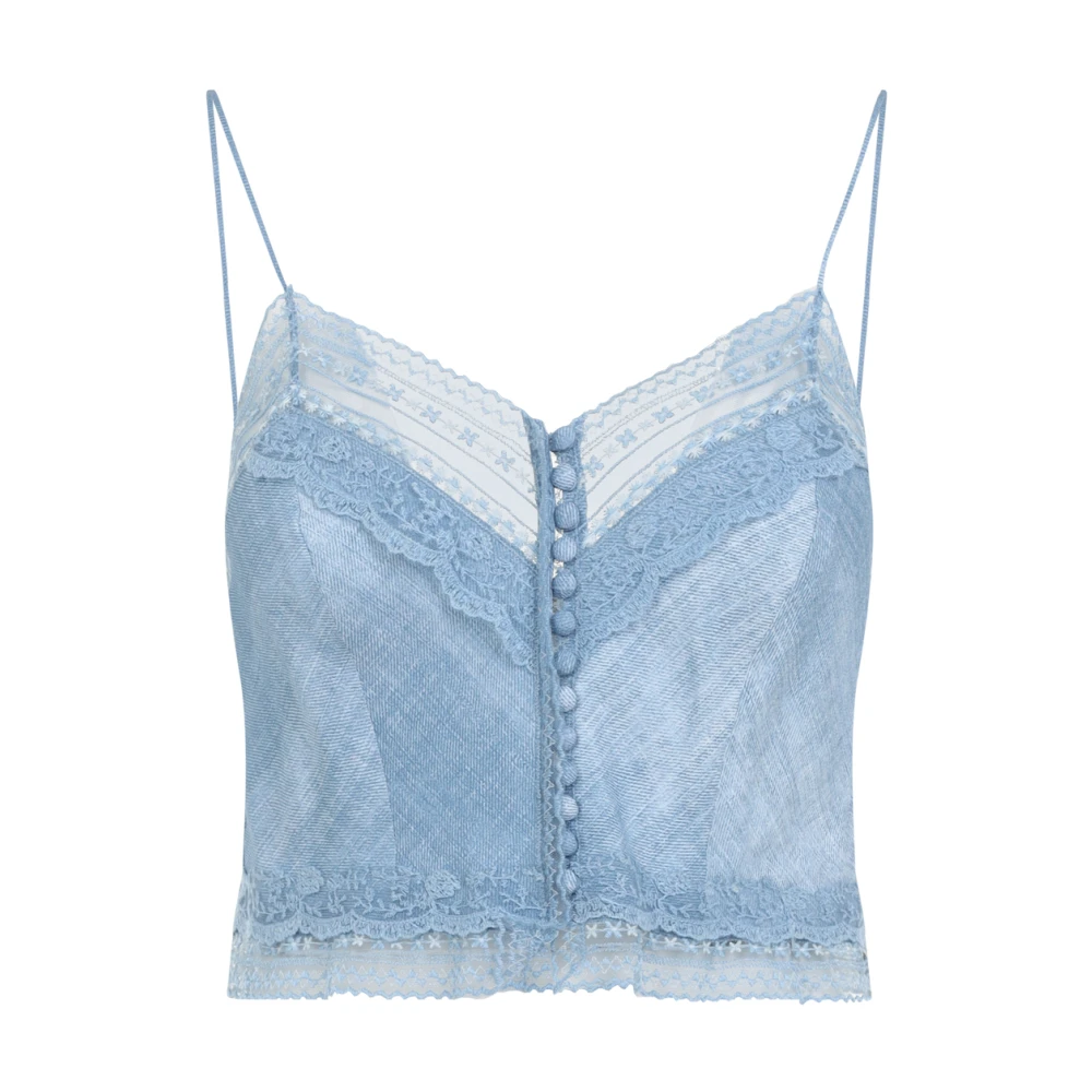 Ermanno Scervino Jeans Top met Stempelprint Blue Dames