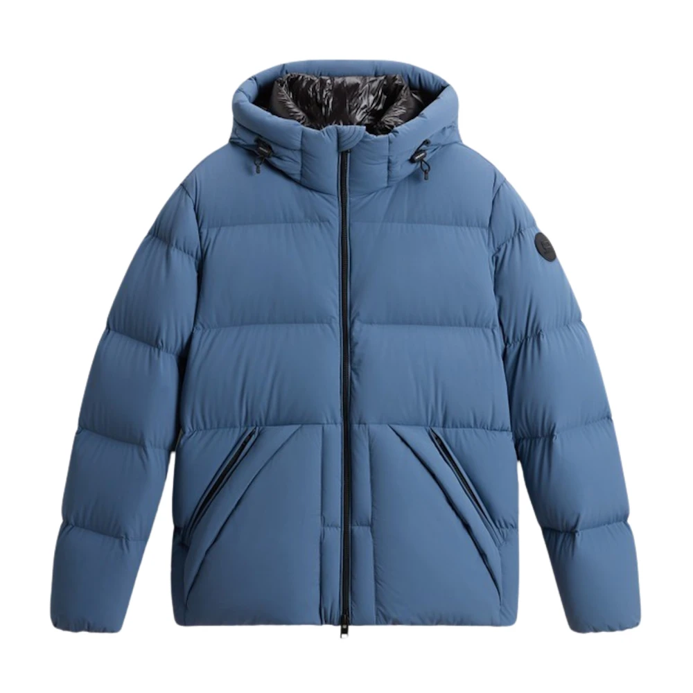 Woolrich Heren Gewatteerde Jas met Capuchon Blue Heren