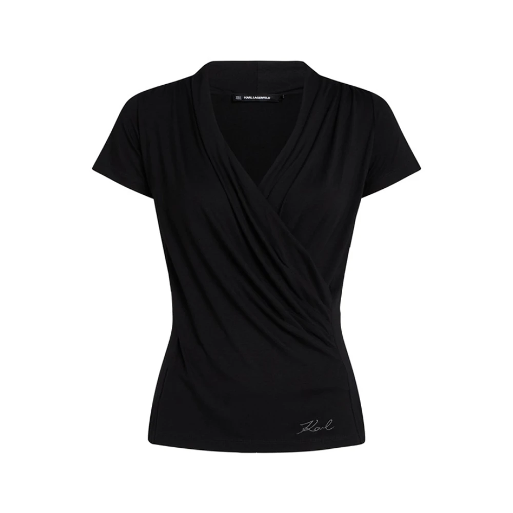Karl Lagerfeld V-hals T-shirt Black Dames