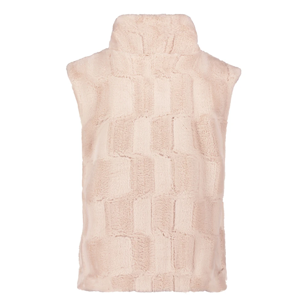 Betty & Co Nepbont vest met opstaande kraag Beige Dames