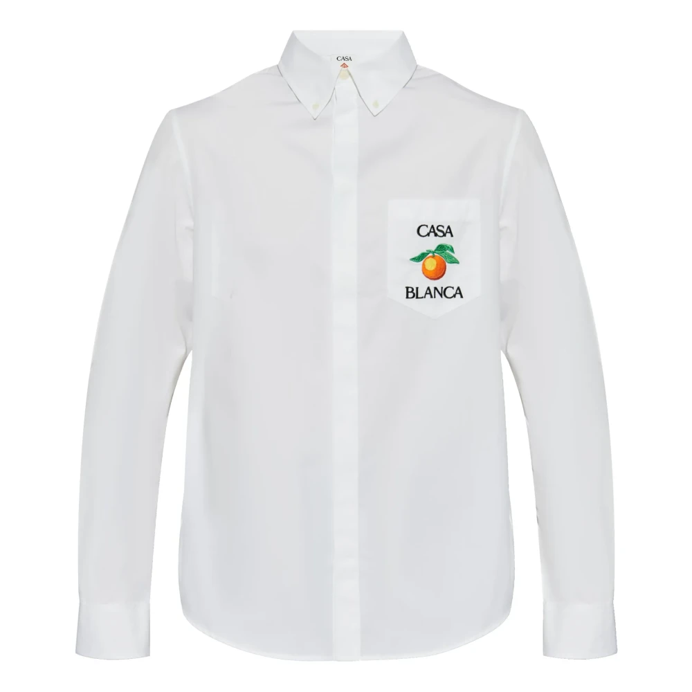 Casablanca Witte Button-Down Shirt met Logo Borduursel White Heren