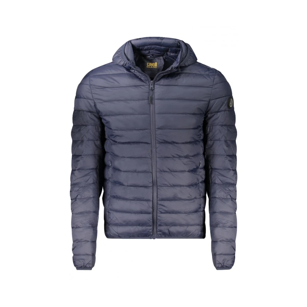 Cavalli Class Mannelijk Blauw Jassen Heren, L, Leer, Hooded Padded Jacket