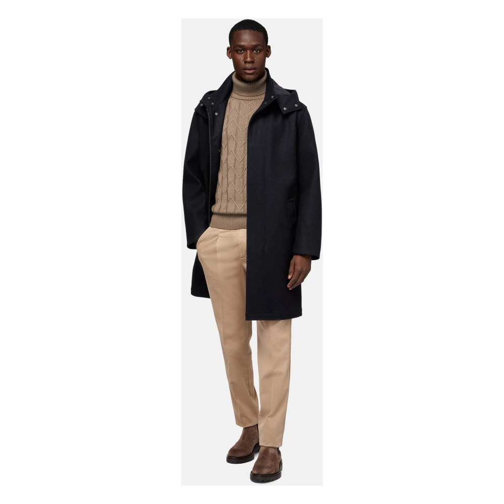 Boggi Milano Parka van Technische Wol Blue Heren