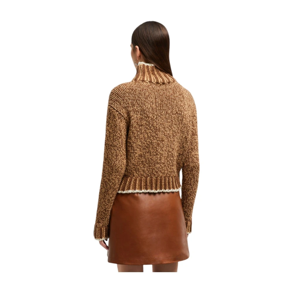Moncler Gestreepte wollen blend polokraag trui Brown Dames