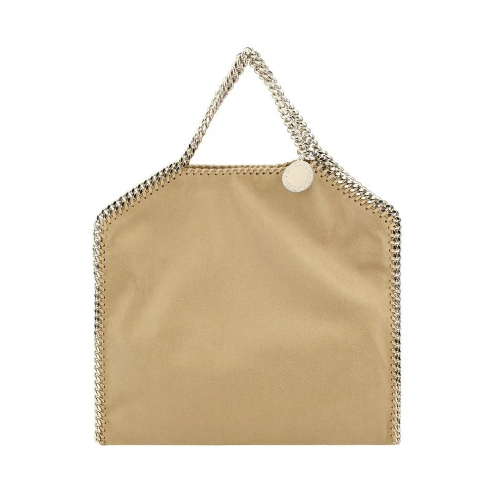Stella Mccartney Schoudertas met kettingrand en metalen hanger Beige Dames