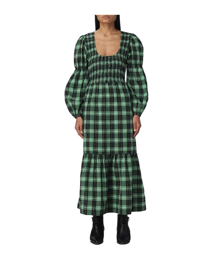 robe-midi-vert-a-smocks-et-jupe-a-volants