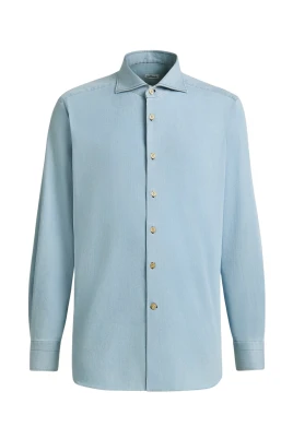Ledig denimskjorta med spread-krage