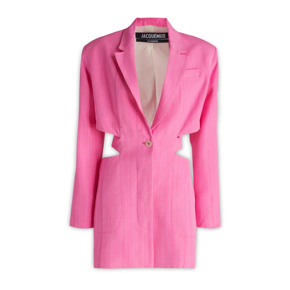 Jacquemus Pink Bari Cut-Out Single Button Tailored Dress - Female - Short Dresses - L - Dresses