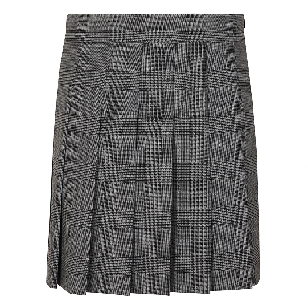 Max Mara Studio Geruite Wollen Plooirok Gray Dames