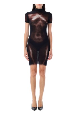 body-print-mini-dress-black-brown