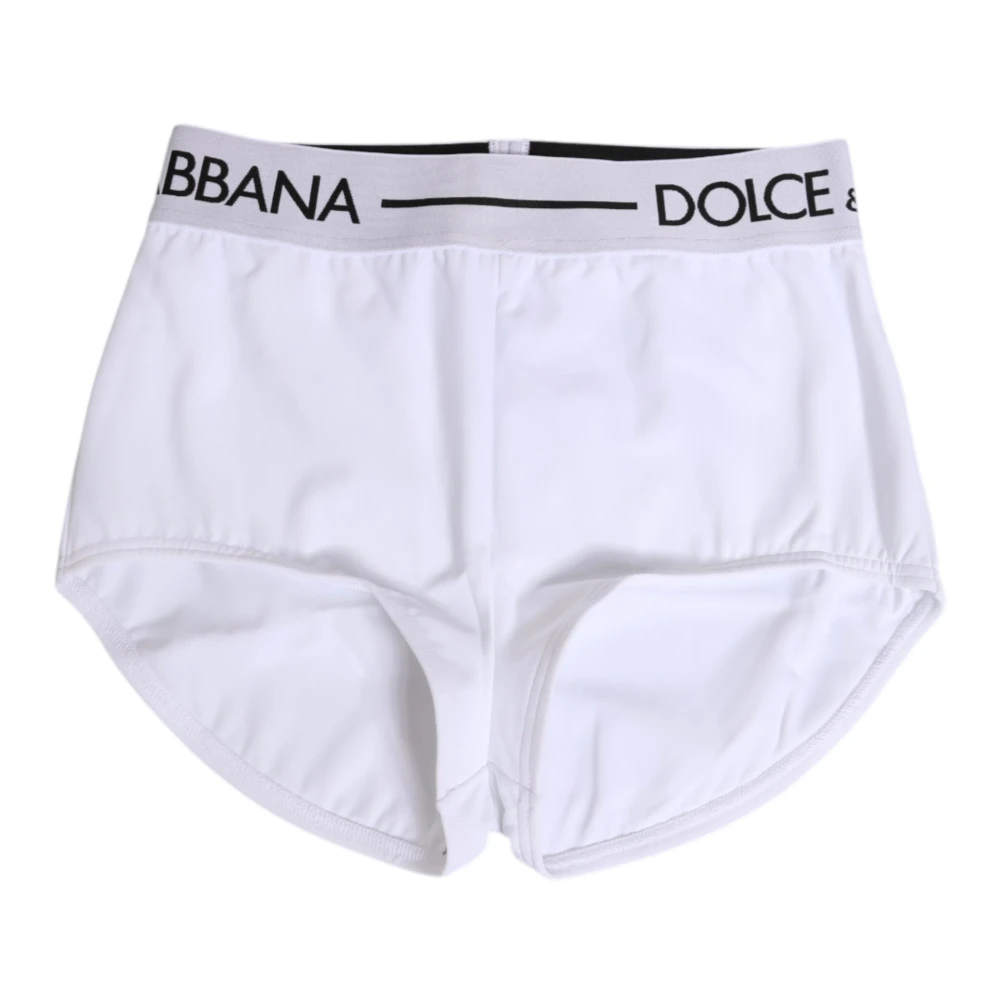 Dolce & Gabbana Women's White Nylon Logo Waistband Shorts Underwear