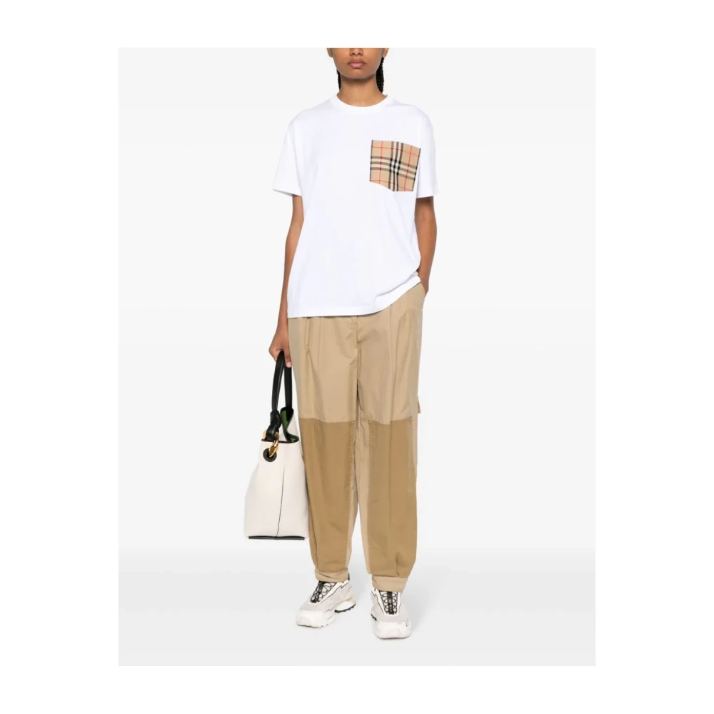 Burberry Witte T-shirts en Polos met Check Zak White Dames