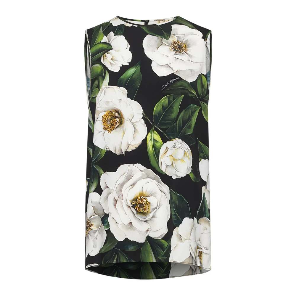 Dolce & Gabbana Gardenia Print Zijden Charmeuse Top Multicolor Dames