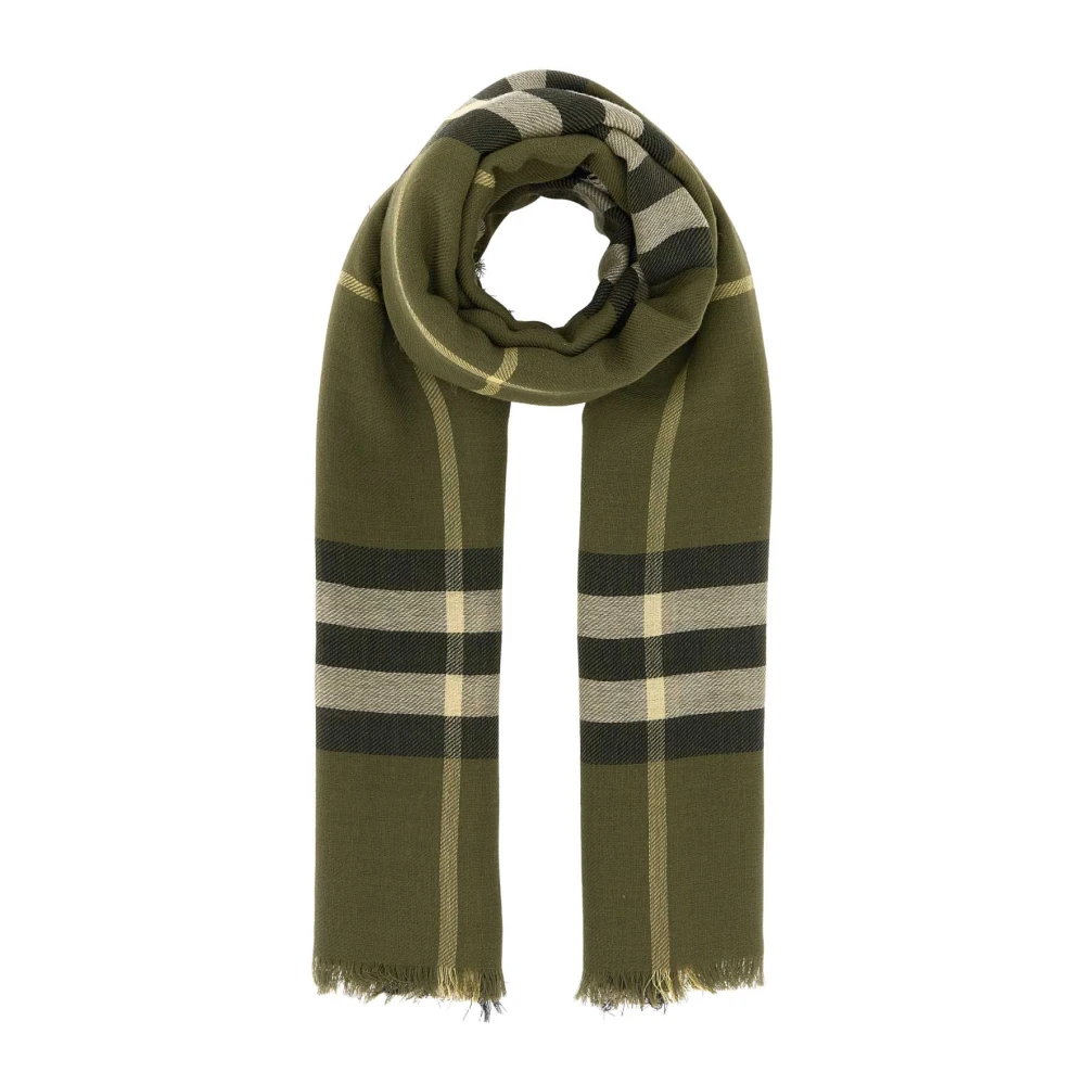 Burberry Unisex Green Winter Scarves, One Size, Embroidered Wool Scarf