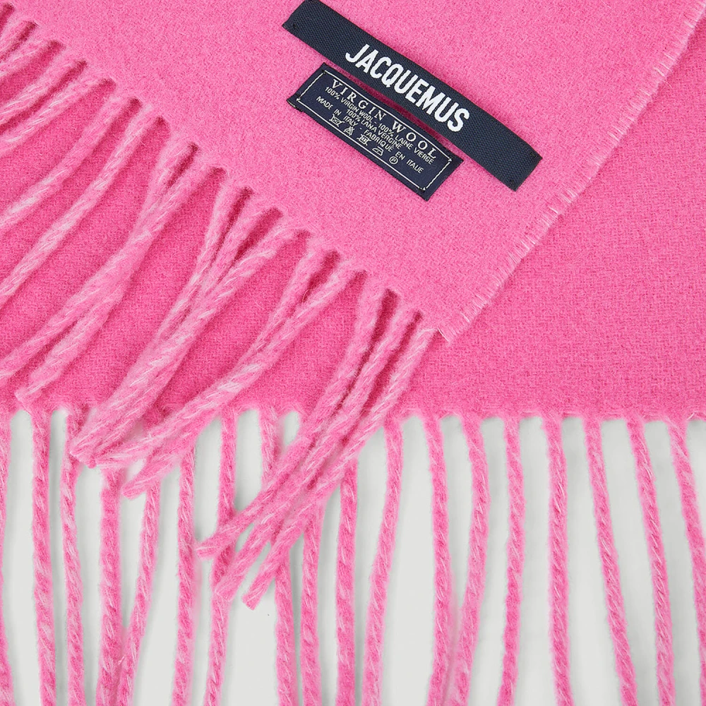 Jacquemus Lécharpe Fringe Logo Sjaal Pink Dames